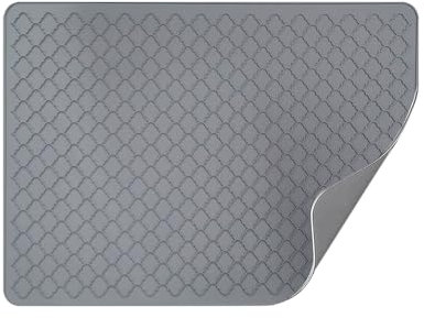 Btstil Silicone Stove Top Covers, 76x53cm Large Silicone Hob Cover Mats, Heat Resistant Glass Cooktop Protector Mat for Kitchen Induction Cooker/Counter, Dish Drying Mats (Grey, 76x53cm)