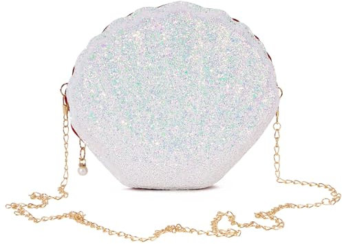 BOFUNX Damen Muschel Tasche Pailletten Kettentasche Mädchen Frauen glitzer Tasche Geburtstag Geschenk Meerjungfrau Karneval Kostüm Accessoires