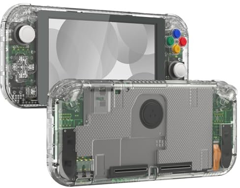 eXtremeRate Full Gehäuse Set für Switch Lite Console, DIY-Ersatz Faceplate/Back Case & Custom Tasten & Schutzfolie Shell Zubehör für Nintendo Switch Lite Konsole-Crystal Transparent