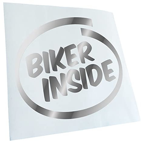 Kiwistar - Autoaufkleber - Chrom - 11x10cm Biker Inside - Motorrad Aufkleber für Auto, Laptop, Fahrrad, LKW, Motorrad Mehrfarbig JDM Decal Racing
