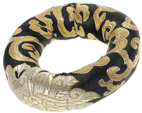 BESPORTBLE Almohadilla Para Cuenco Tibetano Bordada a Mano, Diámetro 12 Cm, Color Negro, Cojín Decorativo Para Base De Cuencos Budistas, Soporte Estable Para Meditación y Yoga