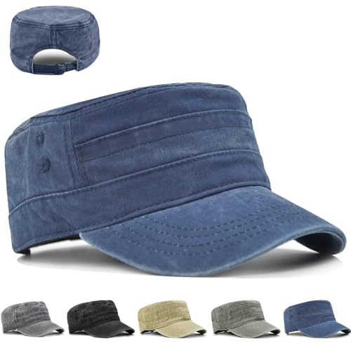 LUKIUP Army Cap, Cadet Army Military Flat Top Caps, Kappen Herren, Used Look verstellbare Taktische Beanie, Cap für Herren Geschenke für Männer Outdoor-Aktivitäten
