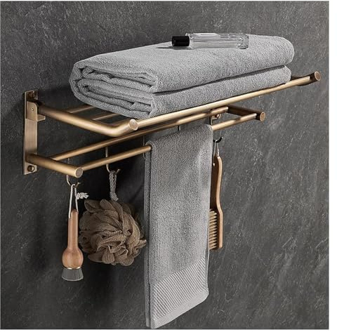 Porte-serviettes avec barres et crochets, porte-serviettes en laiton antique, étagère murale pour cuisine, toilettes, douche, porte-serviettes antirouille