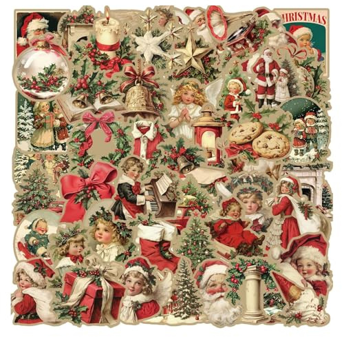 Oblaten Glanzbilder Weihnachten, 50 Stück Weihnachts Scrapbook Aufkleber Für Fenster Auto Flasche Kühlschrank Tür