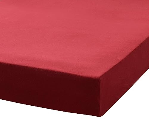 TRAUMSCHLAF Premium Interlock Jersey Spannbettlaken – Weiches Jersey Spannbetttuch aus 100% Baumwolle – elastisch & formstabil – passend bis 30 cm Matratzenhöhe – 140x200-160x200 cm, weinrot