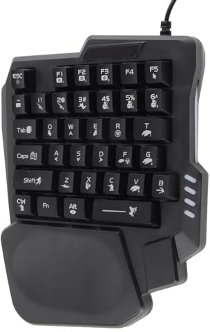 Yosoo Einhändige Gaming-Tastatur, Wasserdichtes ABS mit 35 Tasten, Ergonomisches Design für Komfort und 3-Farben-Hintergrundbeleuchtung, Perfekt für Gamer und Streamer