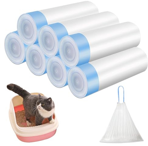 105Pcs Cat Litter Bags,Durable Cat Litter Tray Liners,Carry Handle,Tear Resistant,Easy Cleanup for Box,Mats,Bins(45x50cm,7 Roll)