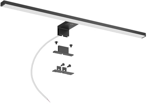 DEELUX Led Spiegelleuchte Mit Touch-Schalter 60cm,Dimmbares Spiegelleuchte Bad(120~1200 lm)15W,4000K Neutralweiß Spiegelschrank Leuchte,Badleuchte,Spiegelbeleuchtung 600mm Wandlampe Badezimmer,Schwarz