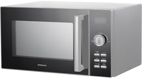Statesman 23L 900W Digital Solo Microwave with Stainless Steel Interior, 11 Power Levels, 6 Auto-cooking Programmes, 95 Minute Timer (Silver)