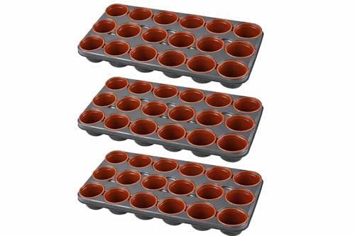 Muddy Hands Pack of 3 - Professional Garden Shuttle Tray with 18 x 9cm Pots – Seed Starting, Seedling Propagation & Plant Cuttings for Greenhouse & Home Growing