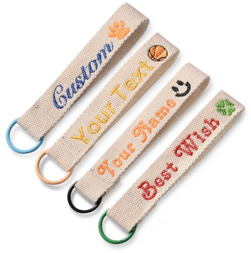 Dobraya Custom Keychain Personalized Keyring Tags Embroidered Name Key Ring
