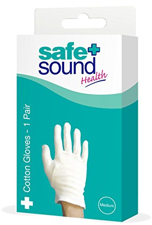 Safe & Sound Medium Cotton Gloves | Soft Breathable Cotton Gloves for Hand Protection & Moisturising Care | Comfortable Reusable White Gloves