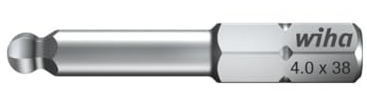 Wiha Bit Standard Sechskant-Kugelkopf, schwenkbar für schwer zugängliche Bereiche, 1/4 (01739) 5,0 mm x 38 mm