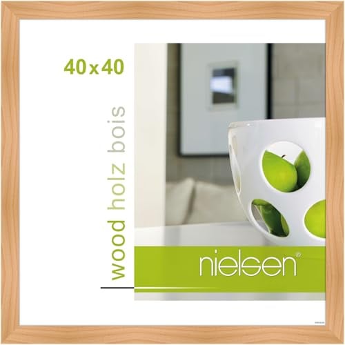 nielsen Bilderrahmen, 40 x 40 cm, Holz, Birke, Posterrahmen zum Aufhängen im Hoch- & Querformat, Echtglas, Essential