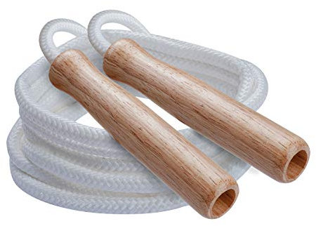 Champion Sports SR Series Classic Nylon Jump Rope with Wood Handles, 7-Feet (Single)