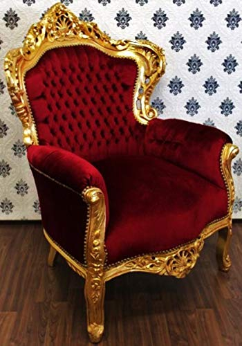 Casa Padrino Barock Sessel King Bordeaux/Gold - Möbel Antik Stil
