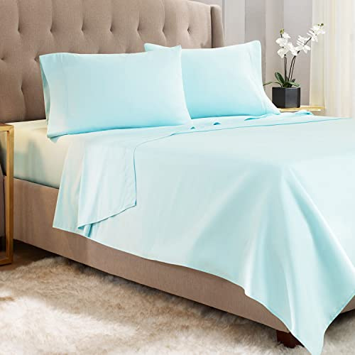 Empyrean Queen Sheets - 4 PC Super Soft Bed Sheets Queen Size - Double Brushed Microfiber Queen Size Sheets - Hotel Luxury Light Baby Blue Queen Bed Sheets Set, with 4 Corner Elastic Straps