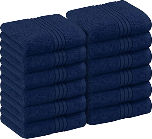 Utopia Towels - Lot de Serviettes de Luxe 30 x 30 CM Bleu Marine - Serviettes de Toilette et Gants de Toilette en Flanelle très absorbants (Lot de 12)