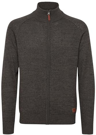 Blend BHDaniri Herren Strickjacke Cardigan Feinstrick mit Stehkragen Reißverschluss Rippbündchen Baumwollmischung Regular fit, Größe:2XL, Farbe:Charcoal (70818)