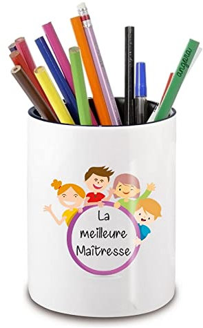 ANGORA - Pot à crayons pour la meilleure maîtresse - idée cadeau pour maitresse d'école - fin d'année scolaire - Classique - Neutre