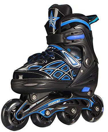 Inline Skates Damen - Inliner Kinder - Original Inline Skates Herren Skates ABEC7 Rollen Kohlenstoff inliner mit Einstellbarer Größe Inliner Damen Inline Skates,Schwarz Blau,S