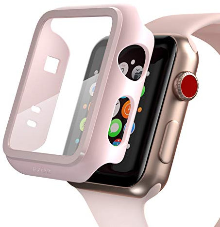 PZOZ Apple Watch Series 3 Screen Protector,iWatch PC Case PET Film All-around Bumper Protective Series 2 Cover Compatible With i Watch 38mm Smartwatch Accessories (Pink)