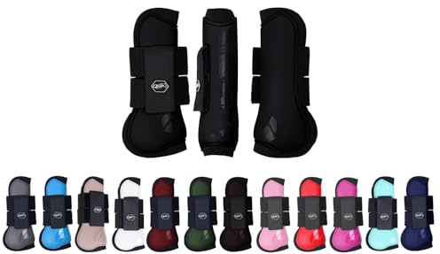 NETPROSHOP Shetty Pony Full Hartschalen Gamaschen Anatomisch Geformt mit Neoprenfutter, Groesse:Full, Farbe:Schwarz