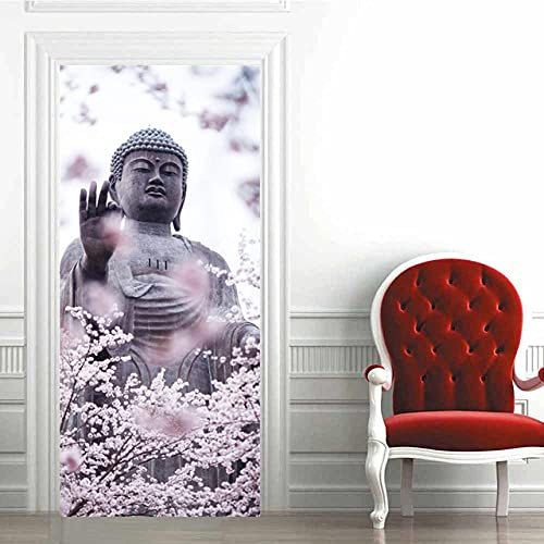 Türtapete Selbstklebend 3D 77X200 Buddha Türtapete Selbstklebend Türposter,Fototapete Selbstklebend 3D Pvc Türaufkleber Diy Türbild,Türfolie Poster Tapete
