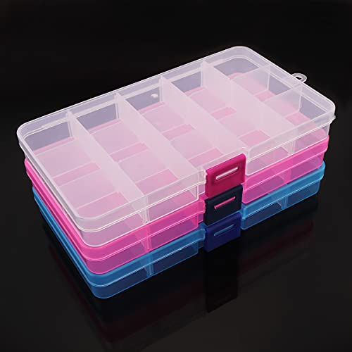 OriGlam 1pcs 17x10CM Plastic Organizer Storage Box with Adjustable Dividers, Jewelry Storage Container Box for Office Supplies Beads Crafts (Blue)