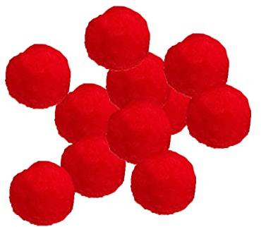 Benoon 100 Stück Plüschball-Pompons, einfarbig, handgefertigt, 15 mm, DIY-Zubehör, Dekoration für Kostüme, Rot