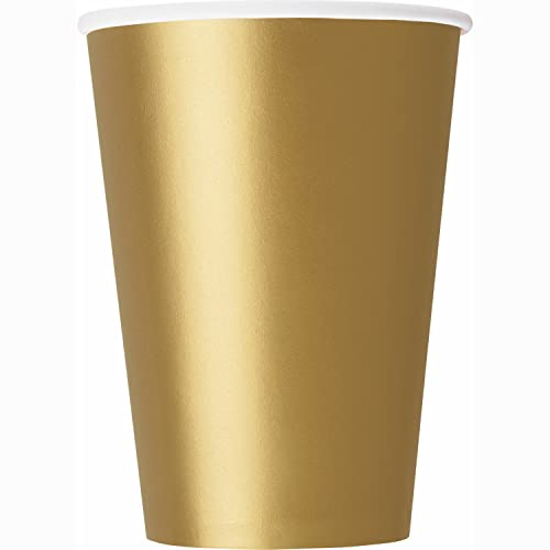 Unique- Gobelets en Carton Couleur Or-Paquet de 14, 82153, Gold, Pack of 14