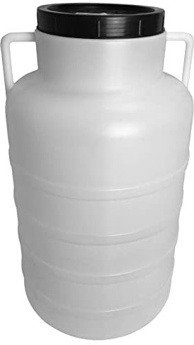 BAUPROFI Weithals-Fass 60 Liter weiß/transparent Öffnung 19 cm mit Deckel und Griffen (lebensmittelecht)