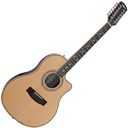 Gear4music Guitare électro-acoustique 12 cordes avec dos rond