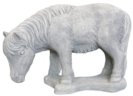 gartendekoparadies.de Pony-Fohlen, Steinfigur, H. 43 cm, 54 kg, Grau, frostsicher aus Steinguss für Außenbereich