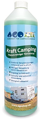 AGO Caravan Reiniger Konzentrat 1 Liter/Intensiv Wohnwagen Reiniger außen/ergiebiger Wohnmobilreiniger - entfernt hartnäckigen Schmutz & Verfärbungen