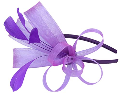 Beaupretty Fascinators for Women, Fascinators Hat Flower Mesh Headband Cocktail Party Hat Bridal Headpieces for Tea Party Birthday Purple