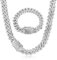 Krfy Link Chain Iced Out für Herren 14MM Miami Link Choker Halskette Armband Set 18K Gold Plattiert Bling Bling Diamant Kette Armband Hip Hop Schmuck für Jungen Damen 41/51/56cm