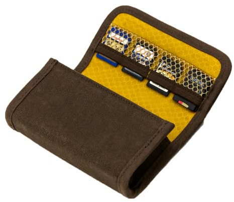 Waxed Cotton Battery & SD Case by Wentworth Goods. Belt Loops, Magnetic lid, Waterproof Fabrics for DSLR Mirrorless Canon Nikon Sony Fuji (Brown, Battery Case)