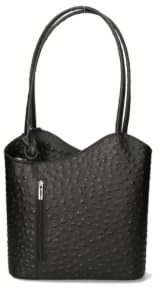 Gave Lux Damentasche mit Griffen und umwandelbar in einen Rucksack aus echtem Leder mit Straußenprägung. Italienisches Handwerksprodukt. Hergestellt in Italien GLX22300523FBG-20_BLACK 28x25x9 cm
