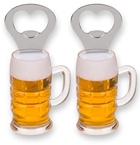 Lot de 2 décapsuleurs en métal avec aimant de réfrigérateur, ouvre-bière magnétique pour réfrigérateur, maison, bar, cadeau (bière)