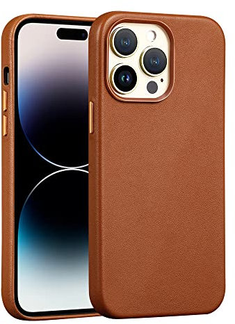 Custodia in pelle originale per iPhone 14 13 Pro Max con protezione per lo schermo Cover di ricarica wireless magnetica, Auburn, per iPhone 14Pro Max