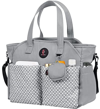 SUPROMOMI Wickeltasche Tote: Große Tragetasche Baby Tasche Junge Wickeltasche Stilvolle Mädchen Wickeltasche, Schulter Mama Tasche, GRAU, X-Large