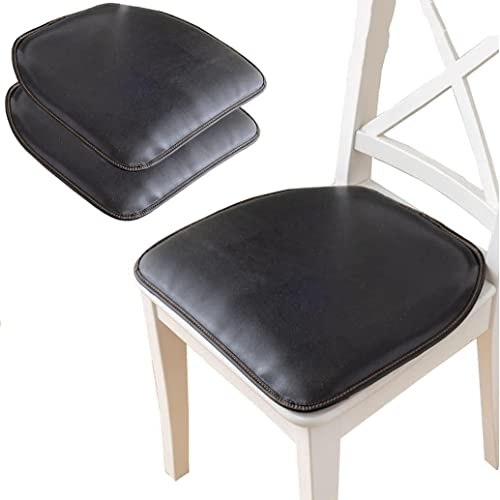 OITTO Hochwertiges Stuhlkissen mit Krawatten für Esszimmerstuhl aus synthetischem Leder - Hufeisenförmiges rutschfestes Sitzkissen für bequemes Sitzen - Größe 43 x 40cm,Black-43 * 40cm(4packs)