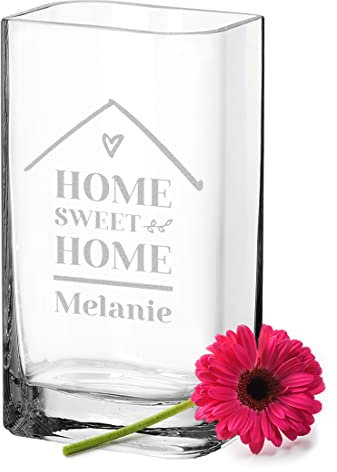polar-effekt Glas Blumenvase mit individueller Wunschgravur zum Geburtstag - Glasvase mit Namen - veredelt in Deutschland - die Geschenkidee für Frauen - Geburtstagsgeschenk - Tischdekoration