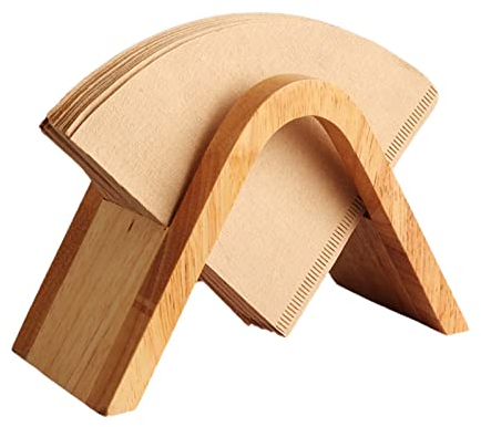 Porte-filtre à café en bois - Porte-sacs filtrants en bois - Porte-papier filtre en bois et bambou - Porte-sacs filtrants en forme d'éventail