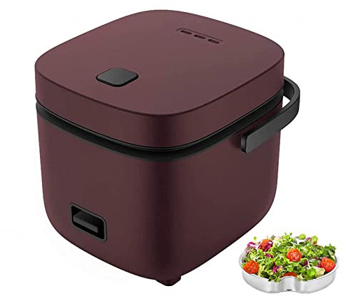 Rice Cookers Small for 1, Small Rice Cooker Mini Rice Cookermaker 1.2 Litre, Includes Steamer And Spatula,Brown
