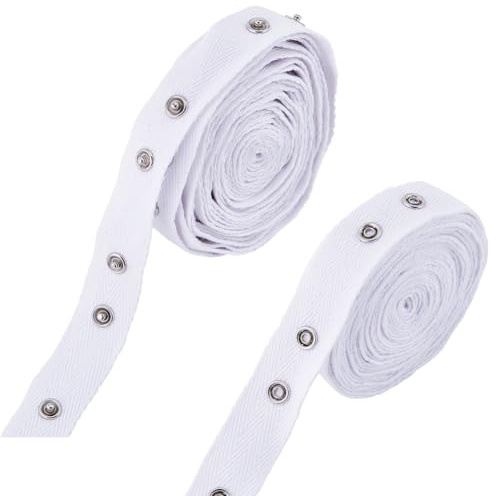 GORGECRAFT 5 Yard Metall-Druckknopfband Weißes Nähband Druckknöpfe Knopfbesatz-Sets Weicher Stoff Nähverschluss Druckstreifen Nietenknöpfe Polyesterrollen Zum Aufnähen von DIY-Kleidung Ersatzzubehör