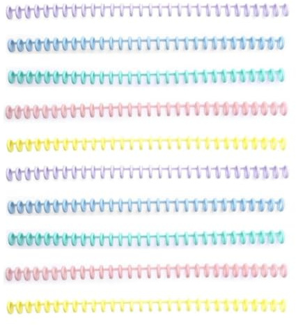 Changyeah 10 Stück Bindekämme aus Kunststoff,30 Löchern Farbe Binderücken Spulen 12mm Schlaufen Spiralbinderücken Set für Erstellen von Dokumentnotizbuchdateien verwendet (mehrfarbig)