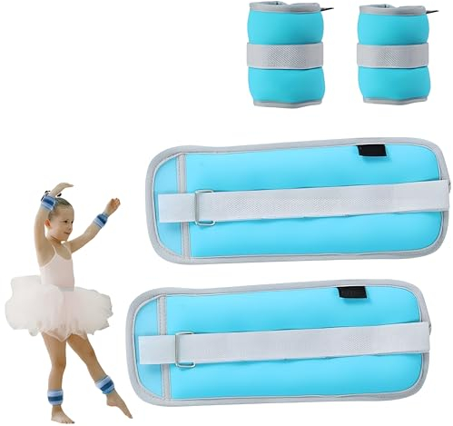LEXICANMHS Gewichtsmanschetten 2PCS, Verstellbares Fußgelenkgewichte Set, Fuß-/Handgelenkgewicht Manschetten, 2 x 0.25KG/0.5KG,Geeignet für Anfänger und Kinder Tanzen Bewegung, Gehen, Joggen,Blau