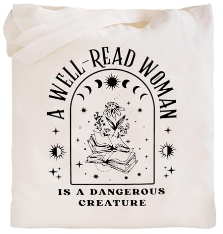 Kimoli Ästhetische Tragetasche aus Segeltuch für Damen, Strandtasche, Einkaufstasche, Schultertasche, wiederverwendbare Einkaufstasche, A Well Read Women, Einheitsgröße